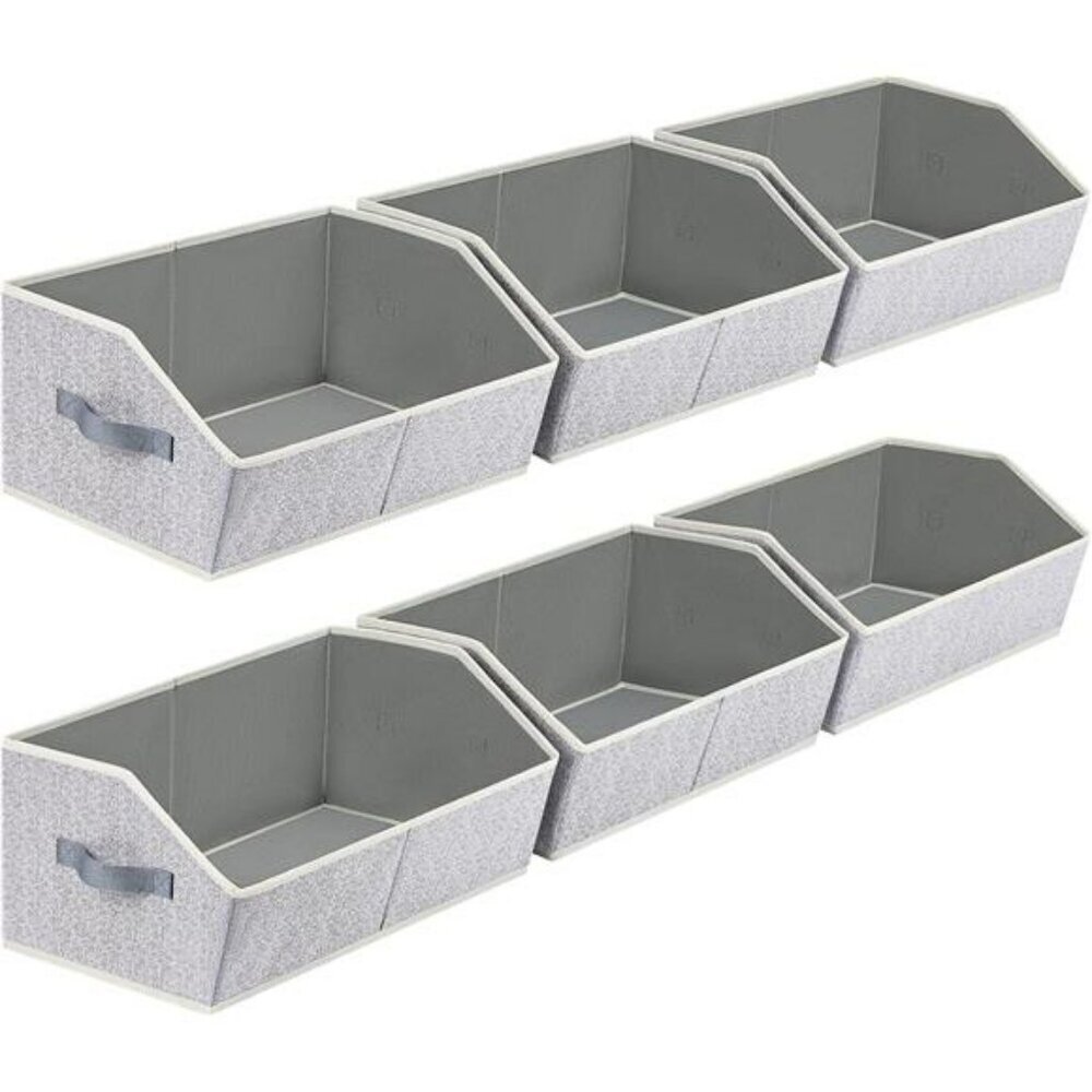 Closet Storage Bins 6 Pack Large Fabric Organizer Baskets with Handles Collapsib